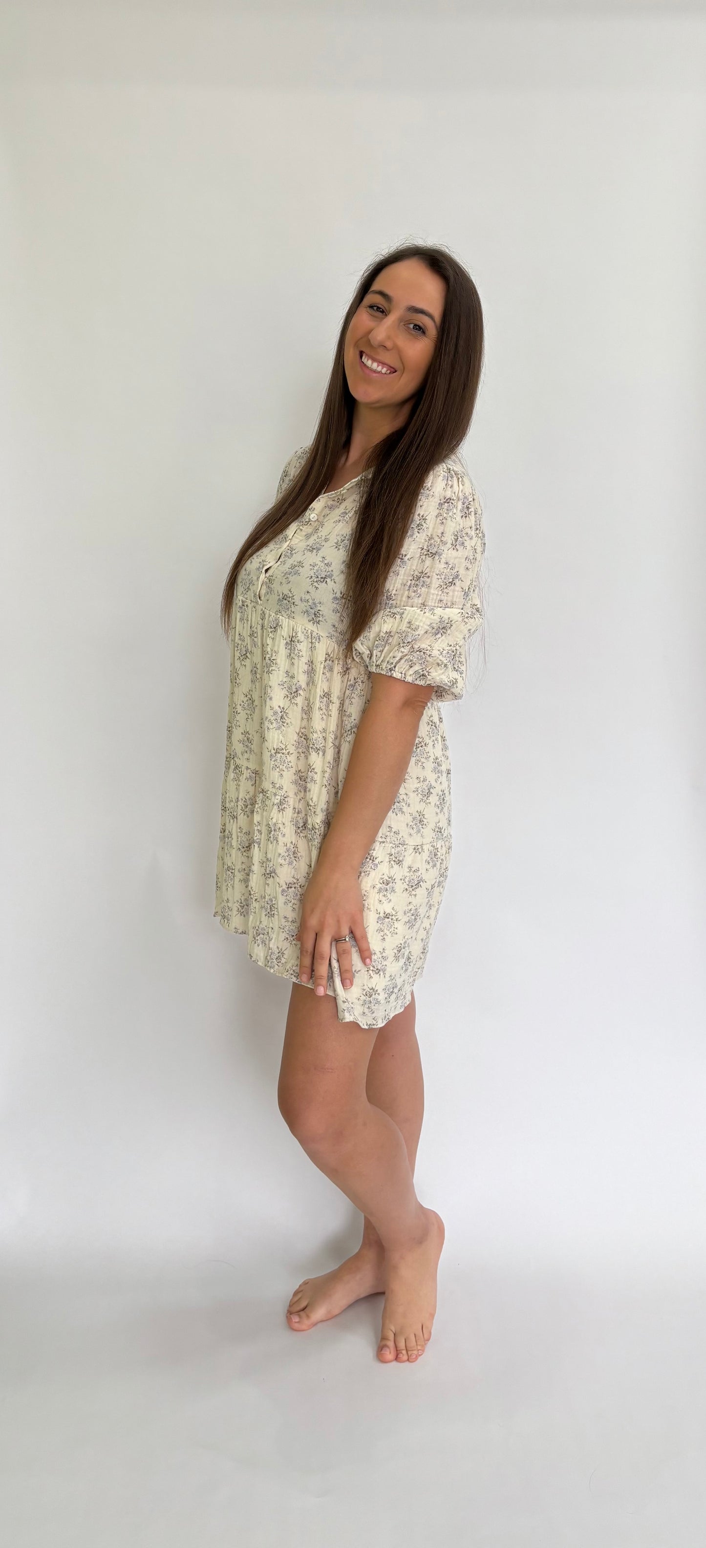 Quilted Floral Tier Dress