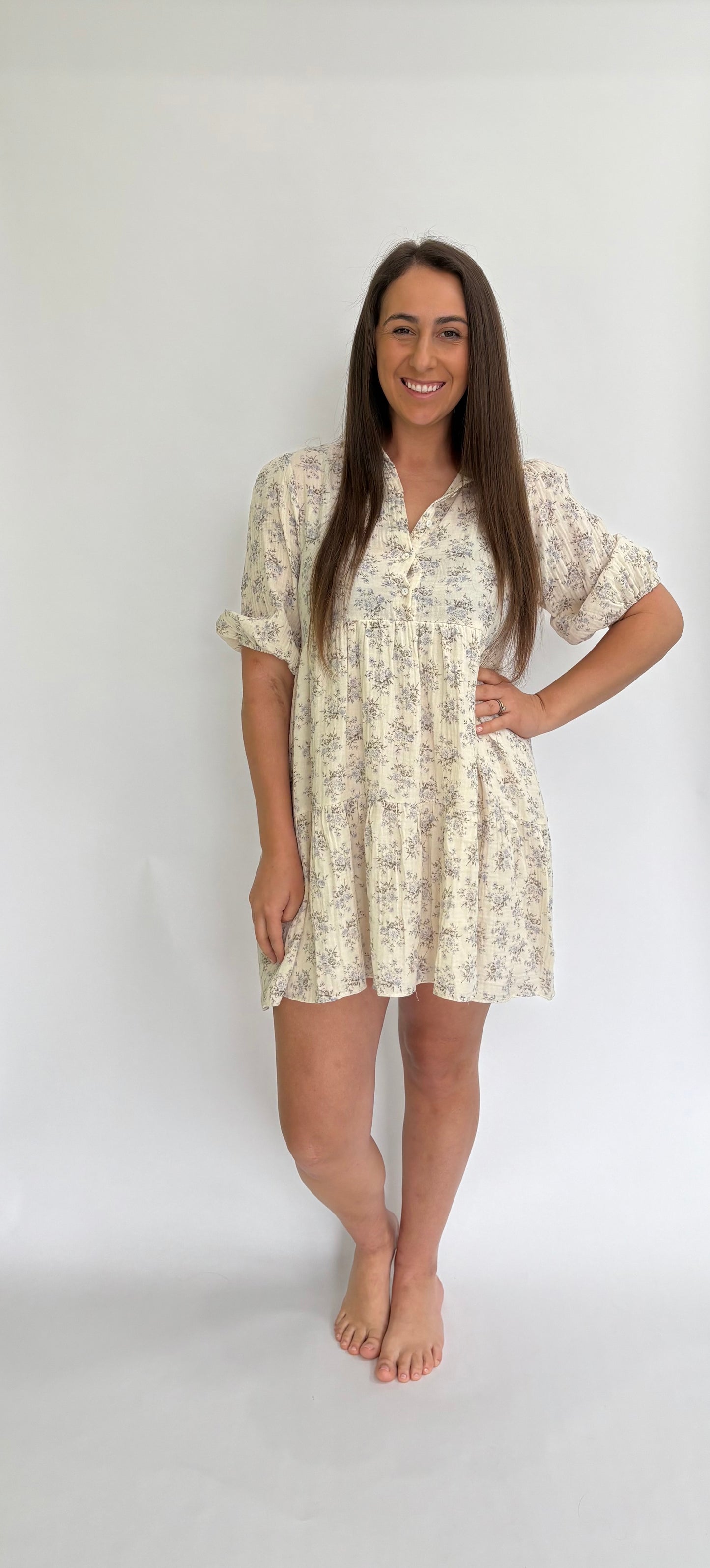 Quilted Floral Tier Dress