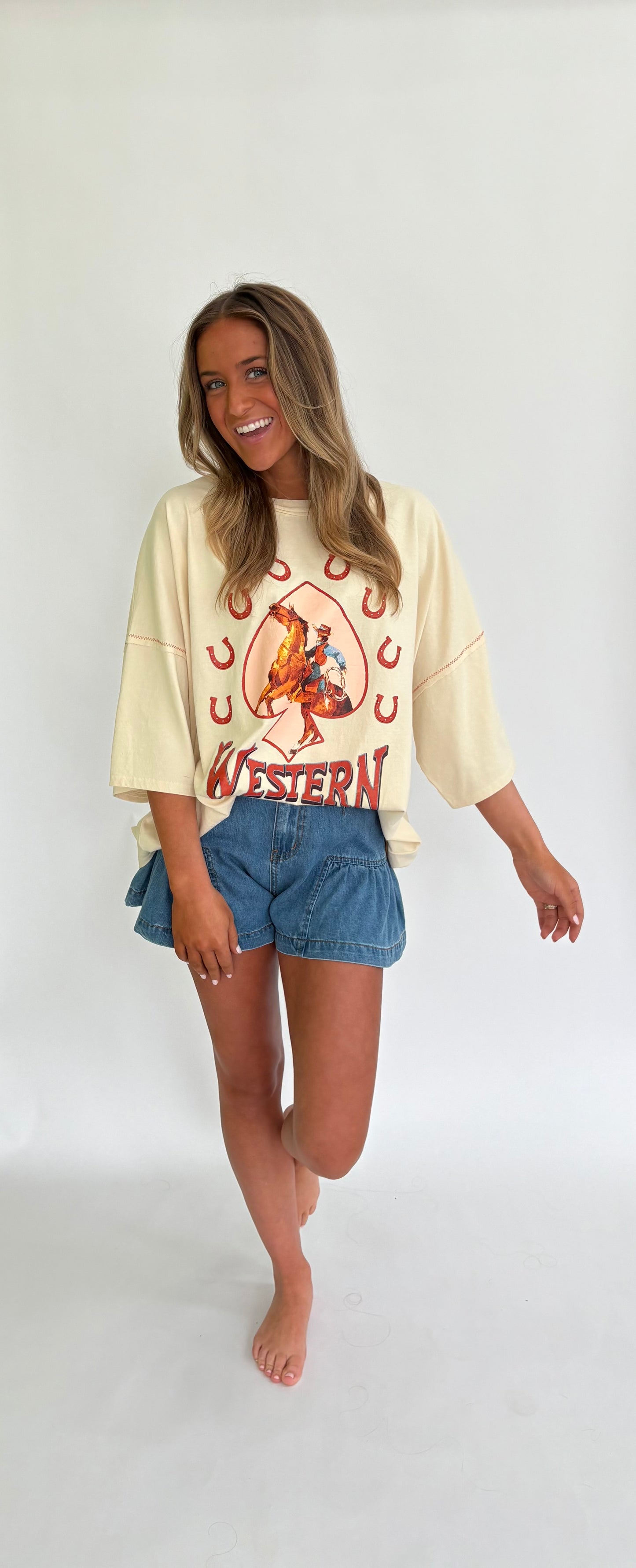Downtown Denim Flare Shorts