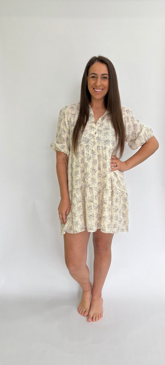 Quilted Floral Tier Dress